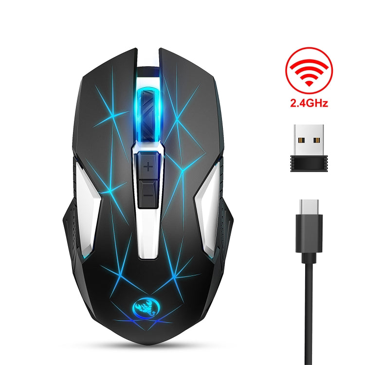 HXSJ T300 7 Keys 2400DPI 2.4G Colorful Luminous Wireless Mouse, T300 Black, T300 White