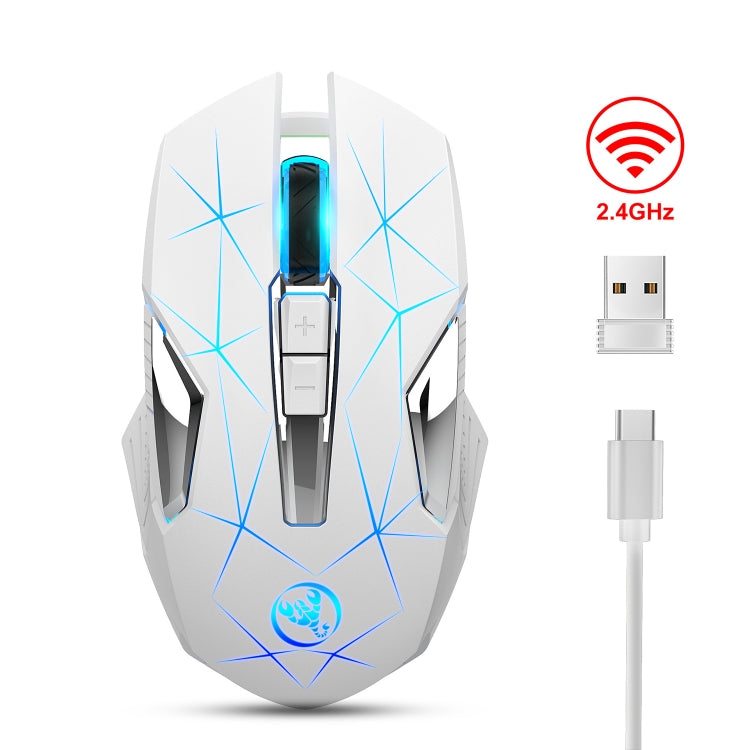 HXSJ T300 7 Keys 2400DPI 2.4G Colorful Luminous Wireless Mouse, T300 Black, T300 White