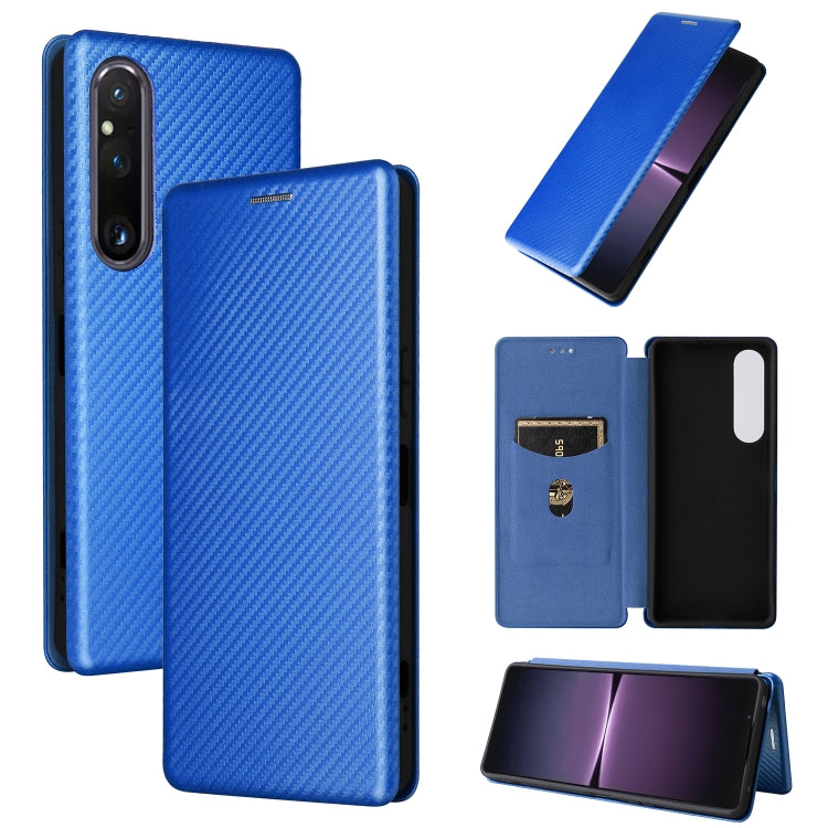 Carbon Fiber Texture Flip Leather Phone Case, For Sony Xperia 1 V, For Sony Xperia 10 V