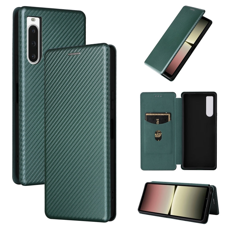 Carbon Fiber Texture Flip Leather Phone Case, For Sony Xperia 1 V, For Sony Xperia 10 V