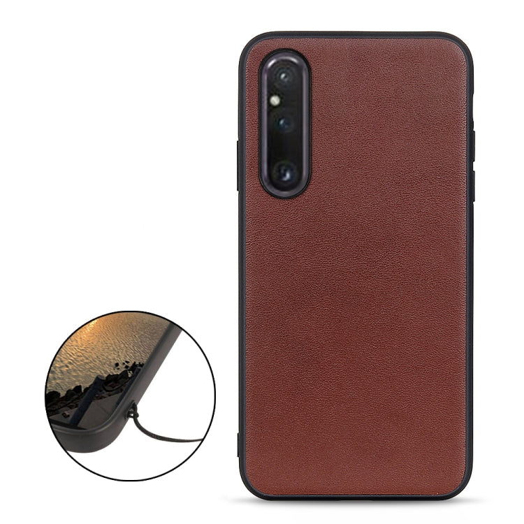 Lambskin Texture Genuine Leather Phone Case, For Sony Xperia 1 V, For Sony Xperia 10 V