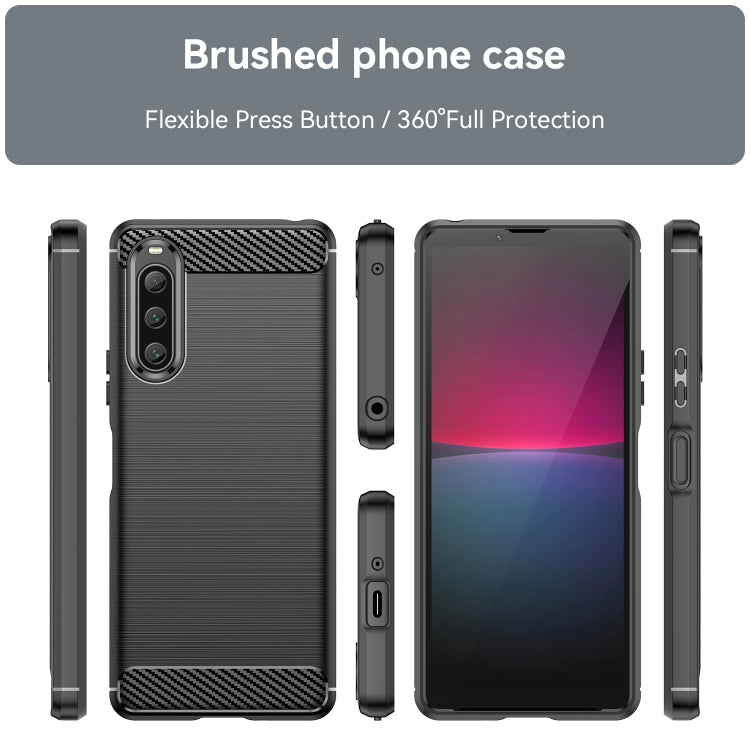 Brushed Texture Carbon Fiber TPU Phone Case, For Sony Xperia 10 V