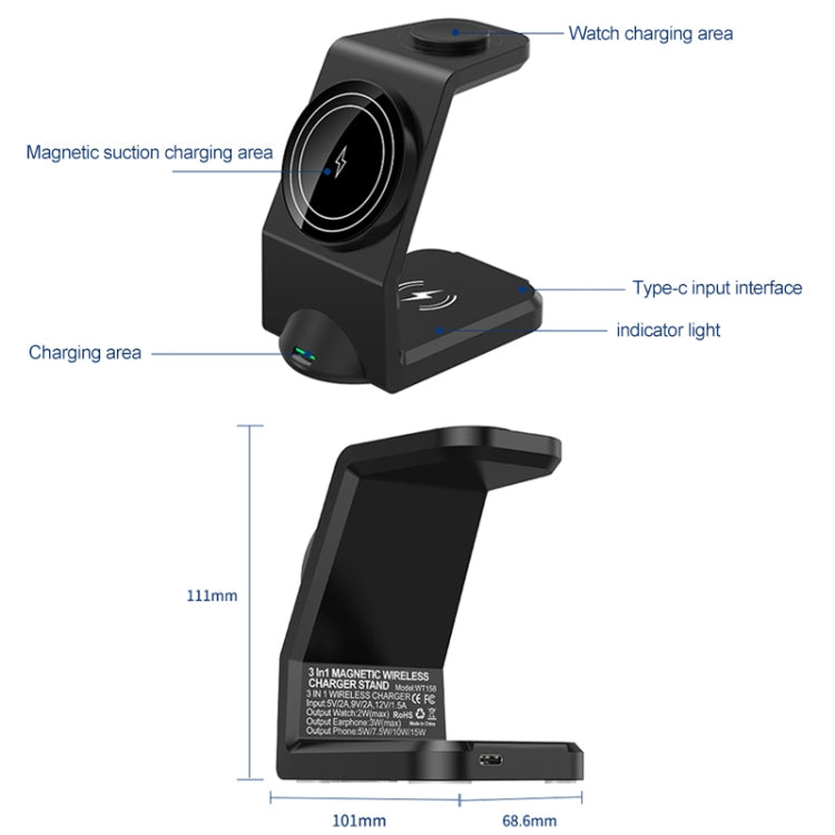 WT-158 Magnetic Multi in one wireless Charger, Multi in one