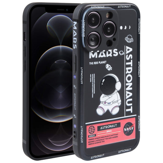 Astronaut Pattern Silicone Straight Edge Phone Case, For iPhone 12 Pro Max, For iPhone 11, For iPhone 11 Pro