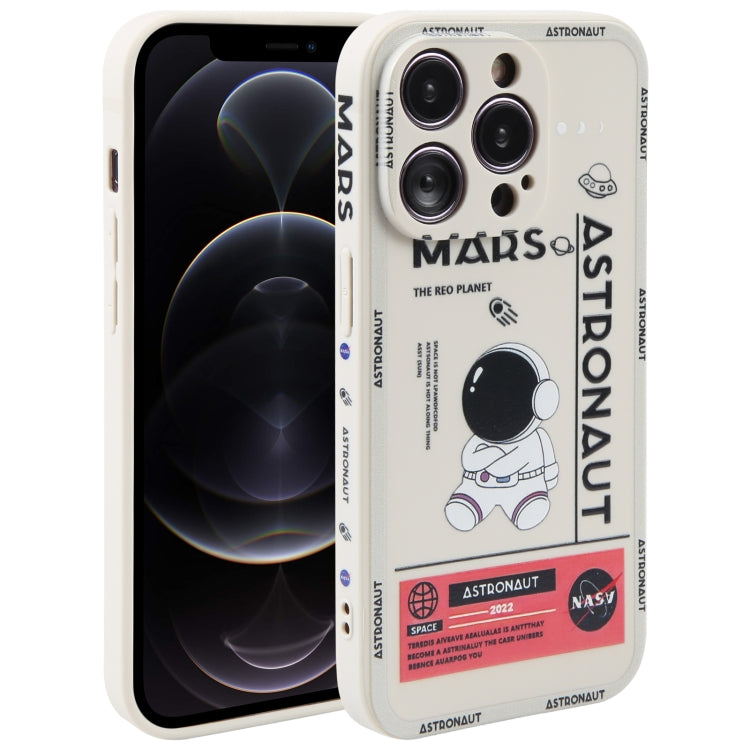 Astronaut Pattern Silicone Straight Edge Phone Case, For iPhone 12 Pro Max, For iPhone 11, For iPhone 11 Pro