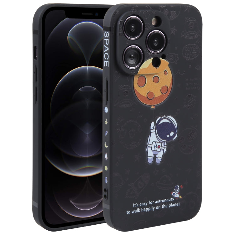 Astronaut Pattern Silicone Straight Edge Phone Case, For iPhone 12 Pro Max, For iPhone 11, For iPhone 11 Pro