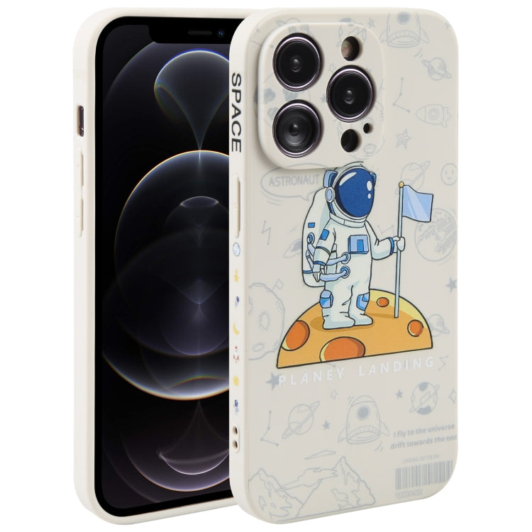 Astronaut Pattern Silicone Straight Edge Phone Case, For iPhone 12 Pro Max, For iPhone 11, For iPhone 11 Pro