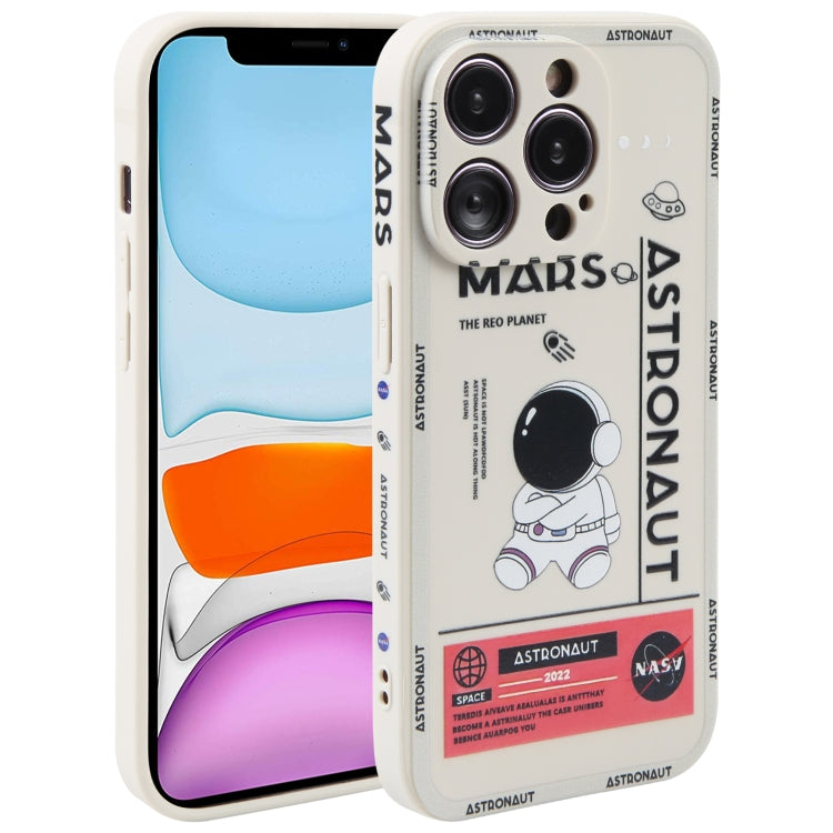 Astronaut Pattern Silicone Straight Edge Phone Case, For iPhone 12 Pro Max, For iPhone 11, For iPhone 11 Pro