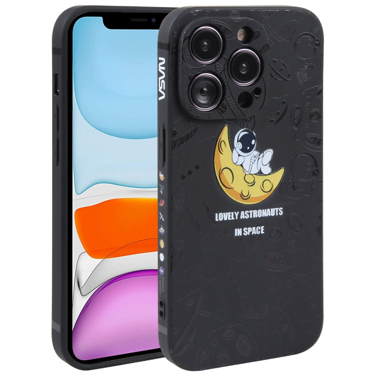 Astronaut Pattern Silicone Straight Edge Phone Case, For iPhone 12 Pro Max, For iPhone 11, For iPhone 11 Pro