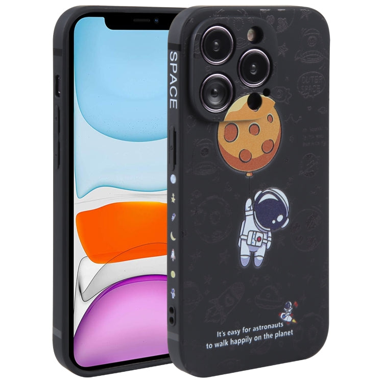 Astronaut Pattern Silicone Straight Edge Phone Case, For iPhone 12 Pro Max, For iPhone 11, For iPhone 11 Pro