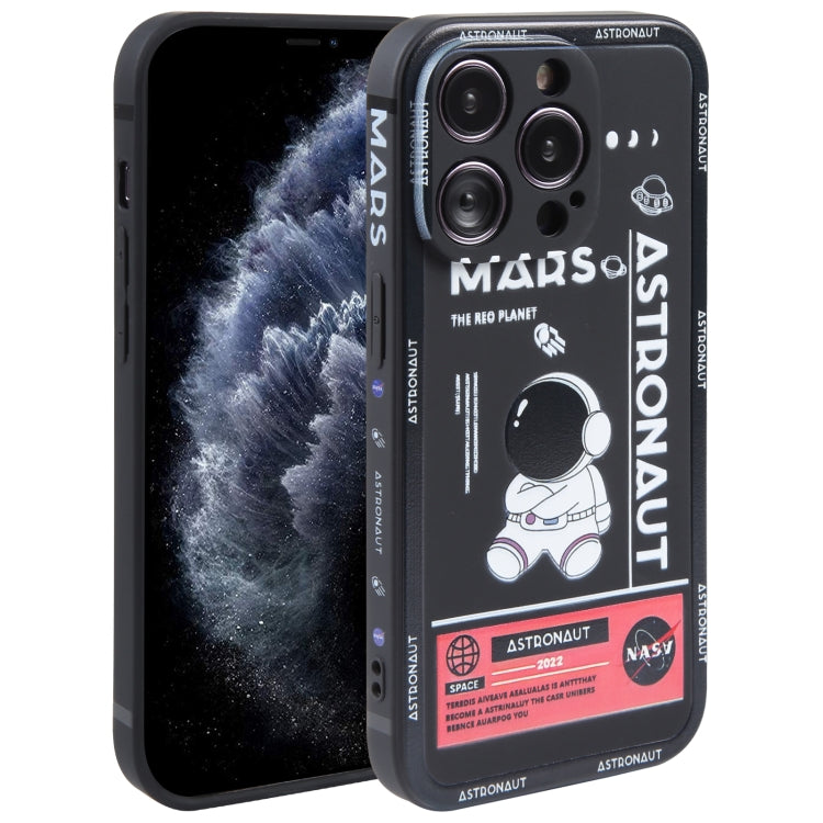 Astronaut Pattern Silicone Straight Edge Phone Case, For iPhone 12 Pro Max, For iPhone 11, For iPhone 11 Pro