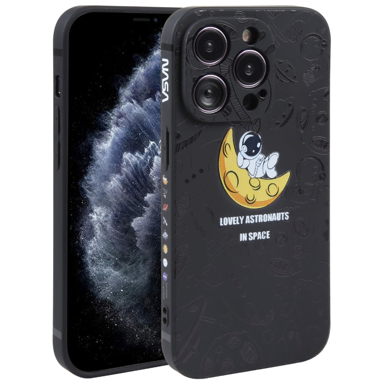 Astronaut Pattern Silicone Straight Edge Phone Case, For iPhone 12 Pro Max, For iPhone 11, For iPhone 11 Pro