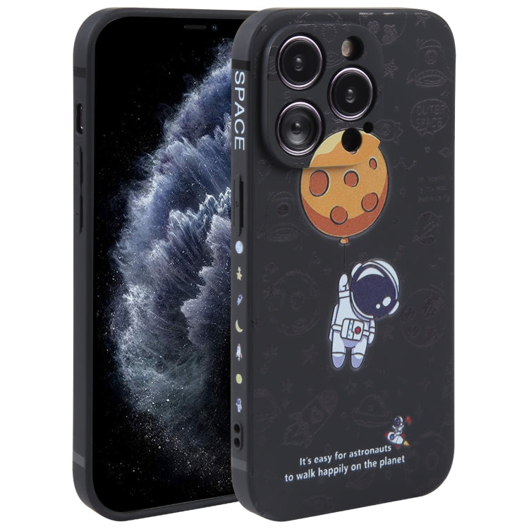 Astronaut Pattern Silicone Straight Edge Phone Case, For iPhone 12 Pro Max, For iPhone 11, For iPhone 11 Pro