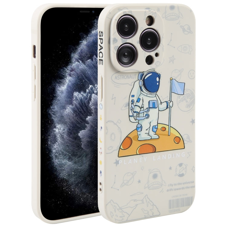 Astronaut Pattern Silicone Straight Edge Phone Case, For iPhone 12 Pro Max, For iPhone 11, For iPhone 11 Pro