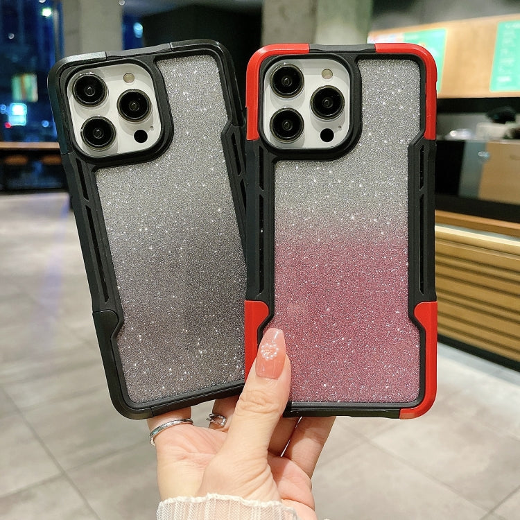 Armor Acrylic 3 in 1 Gradient Glitter Powder Phone Case, For iPhone 14, For iPhone 14 Pro, For iPhone 14 Pro Max, For iPhone 12, For iPhone 12 Pro