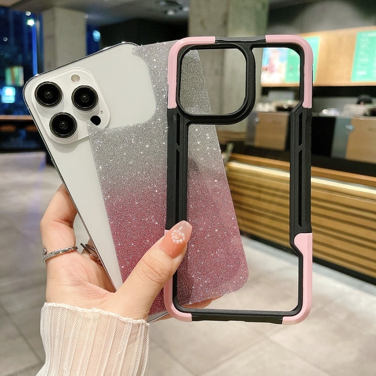 Armor Acrylic 3 in 1 Gradient Glitter Powder Phone Case, For iPhone 14, For iPhone 14 Pro, For iPhone 14 Pro Max, For iPhone 12, For iPhone 12 Pro