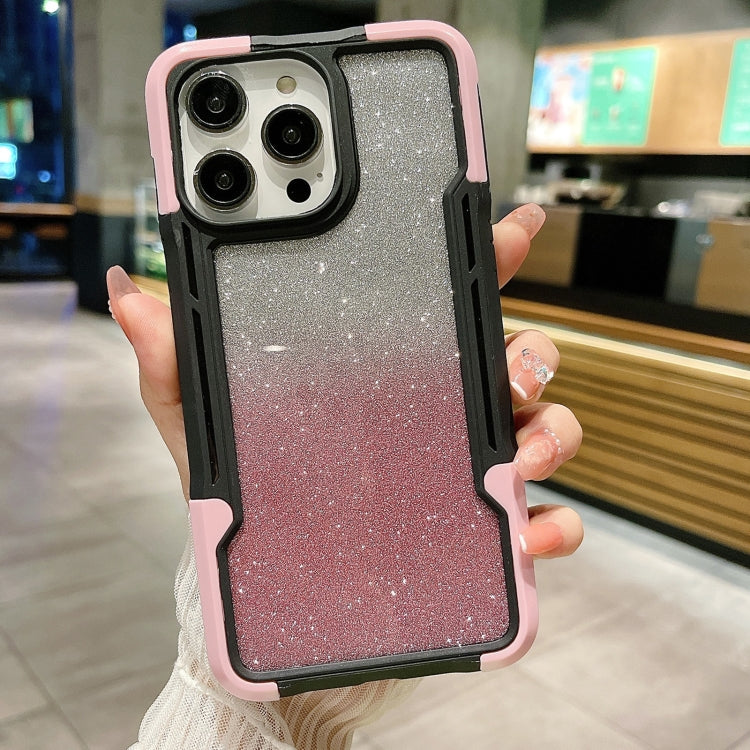 Armor Acrylic 3 in 1 Gradient Glitter Powder Phone Case, For iPhone 14, For iPhone 14 Pro, For iPhone 14 Pro Max, For iPhone 12, For iPhone 12 Pro