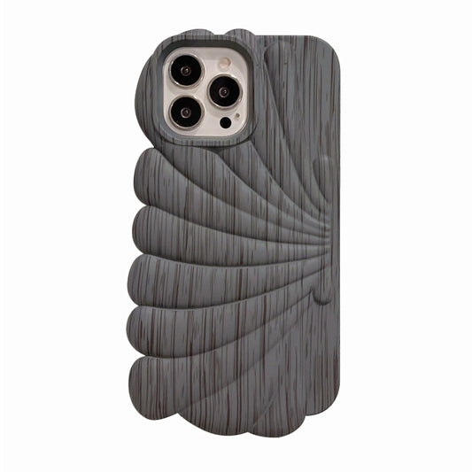 Wood Grain Shell Shape TPU Phone Case, For iPhone 13, For iPhone 13 Pro, For iPhone 13 Pro Max, For iPhone 12