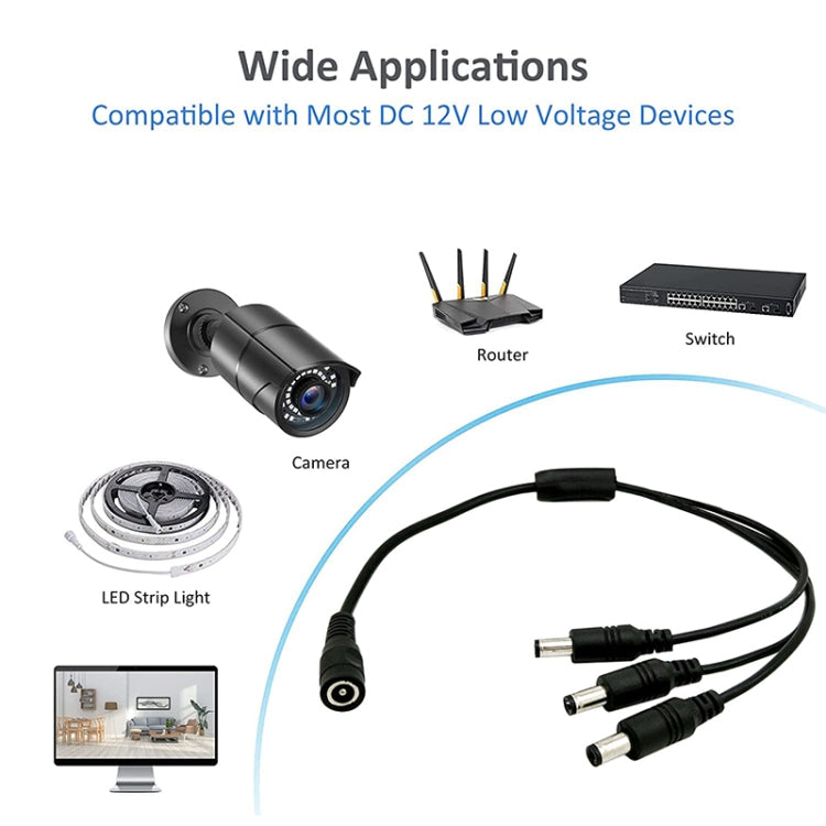 DC Female to DC Male Power Connection Extension Cable, 0.37m 3 in 1, 0.37m 4 in 1, 0.37m 6 in 1, 0.42m 8 in 1, 0.5m 2 in 1, 0.5m 16 in 1