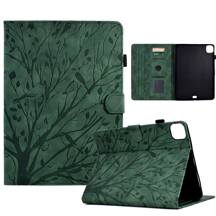 Fortune Tree Pressure Flower PU Tablet Case with Wake-up / Sleep Function, For iPad 10.2 2019 2020 / iPad 10.5 2017 2019, For iPad 10.9 2022, For iPad Air / Air 2 / 9.7 2017 2018, For iPad Pro 11 / Air 4 10.9 2020 / Air 5 10.9