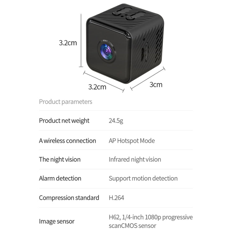 X2 Smart HD Mini WiFi Camera Support Night Vision & Motion Detection & TF Card, X2