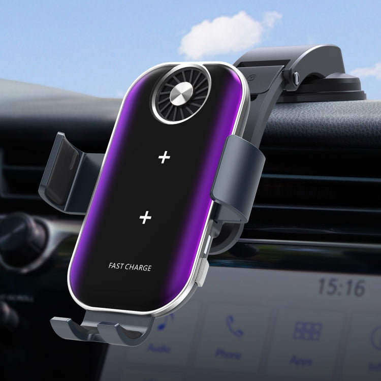 C37 Fan Cooling Dual Coil Car Phone Holder Wireless Charger, C37