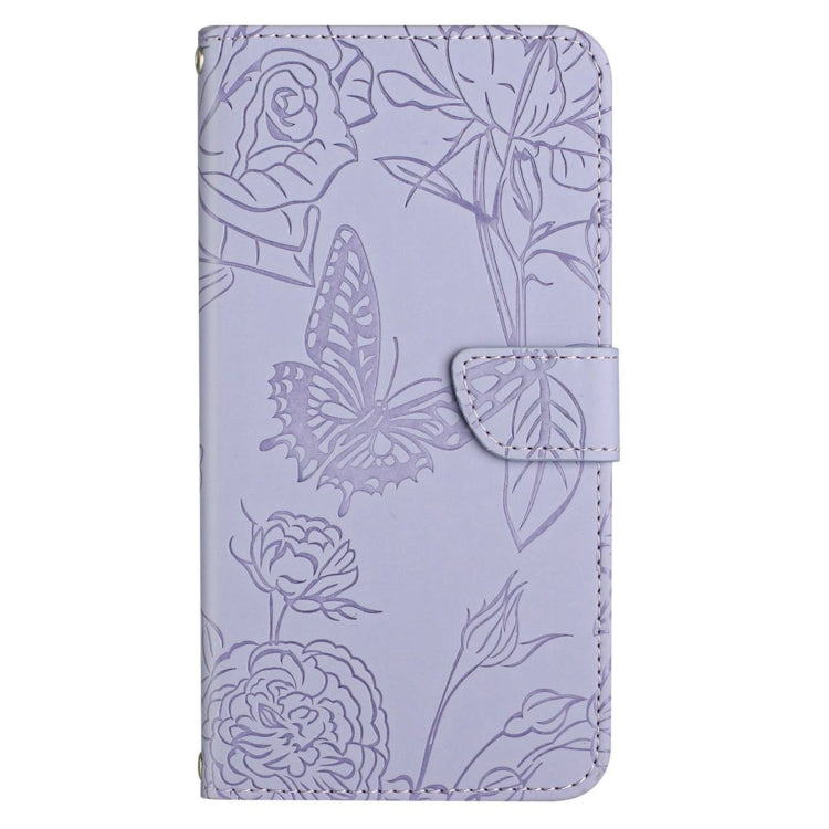 HT03 Skin Feel Butterfly Embossed Flip Leather Phone Case