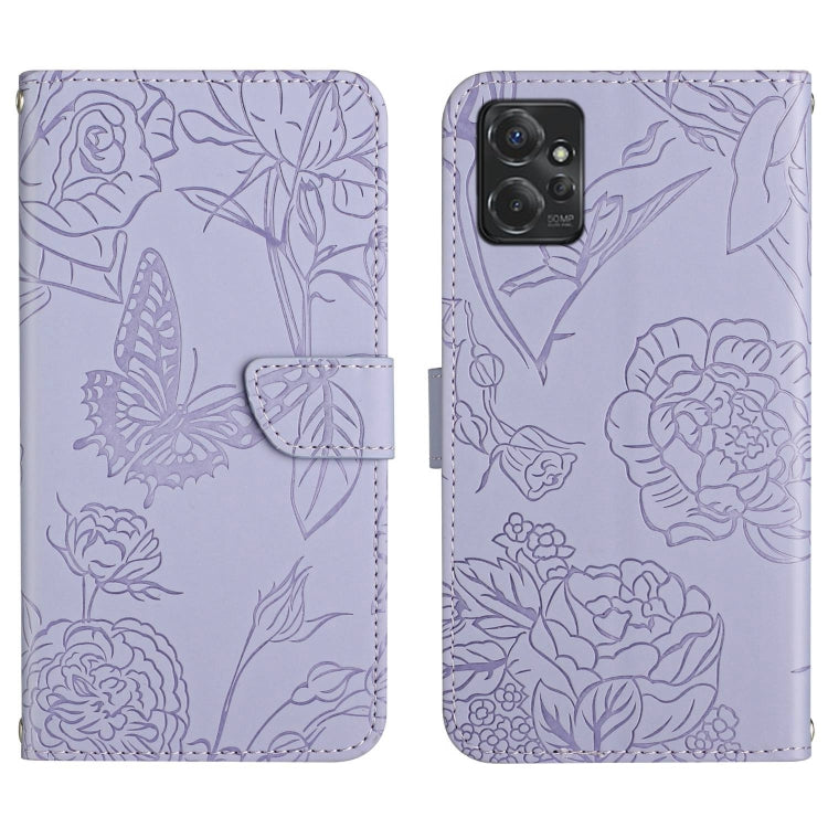 HT03 Skin Feel Butterfly Embossed Flip Leather Phone Case