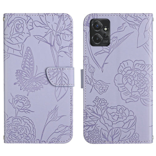 HT03 Skin Feel Butterfly Embossed Flip Leather Phone Case