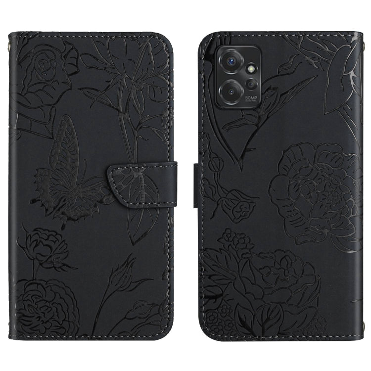 HT03 Skin Feel Butterfly Embossed Flip Leather Phone Case