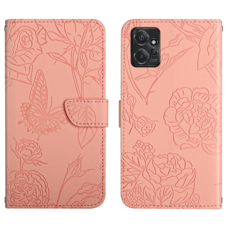 HT03 Skin Feel Butterfly Embossed Flip Leather Phone Case