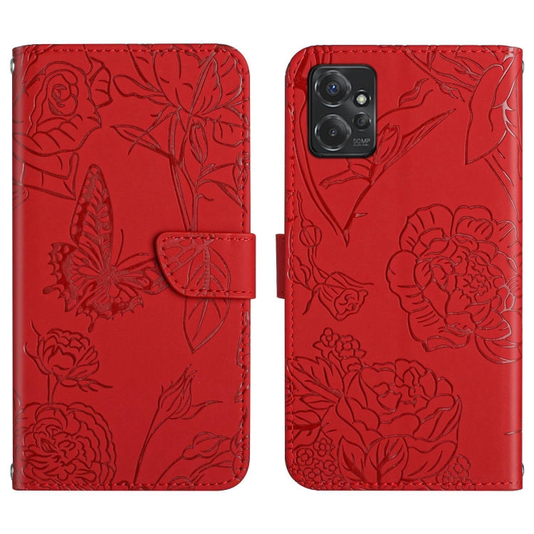 HT03 Skin Feel Butterfly Embossed Flip Leather Phone Case