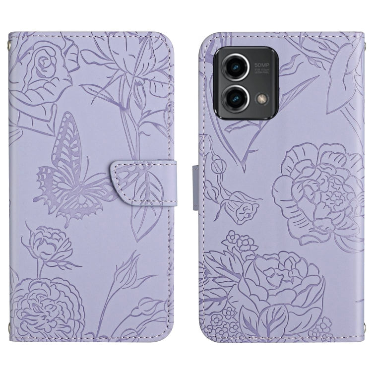 HT03 Skin Feel Butterfly Embossed Flip Leather Phone Case