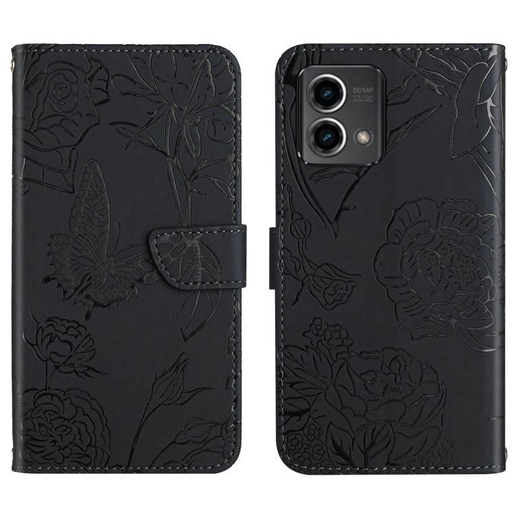 HT03 Skin Feel Butterfly Embossed Flip Leather Phone Case