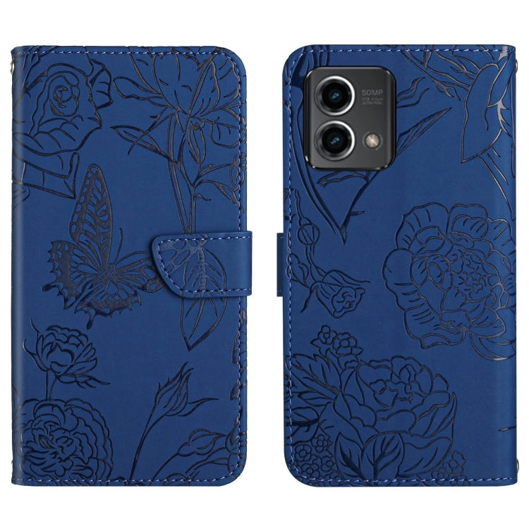 HT03 Skin Feel Butterfly Embossed Flip Leather Phone Case