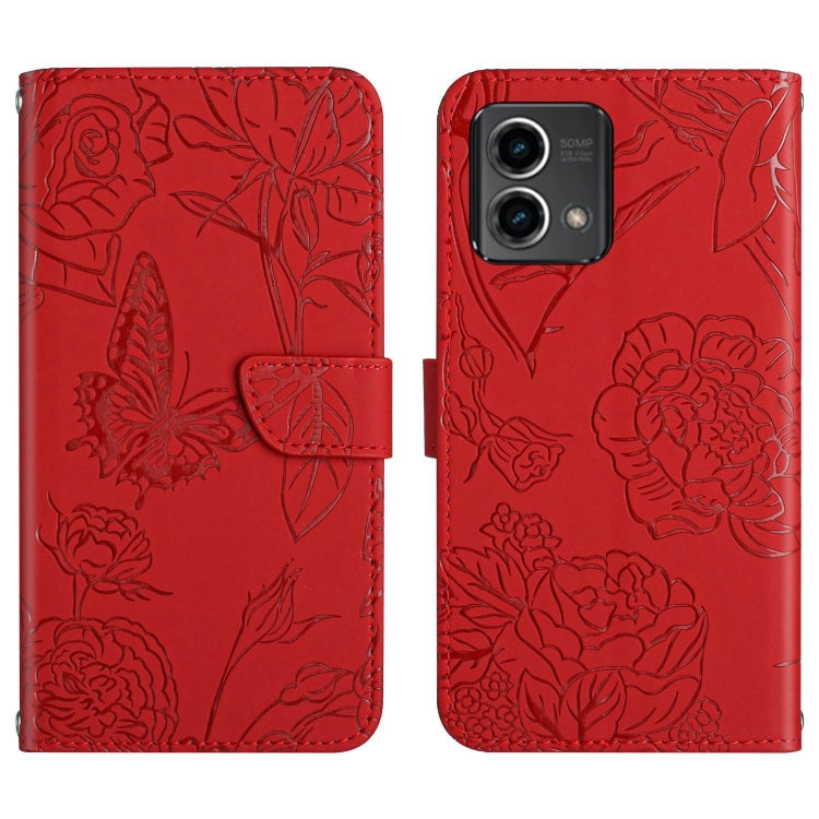 HT03 Skin Feel Butterfly Embossed Flip Leather Phone Case