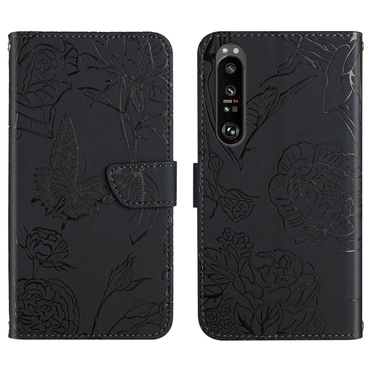 HT03 Skin Feel Butterfly Embossed Flip Leather Phone Case