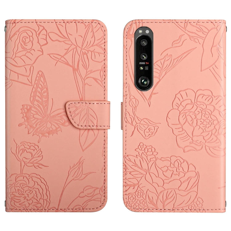 HT03 Skin Feel Butterfly Embossed Flip Leather Phone Case