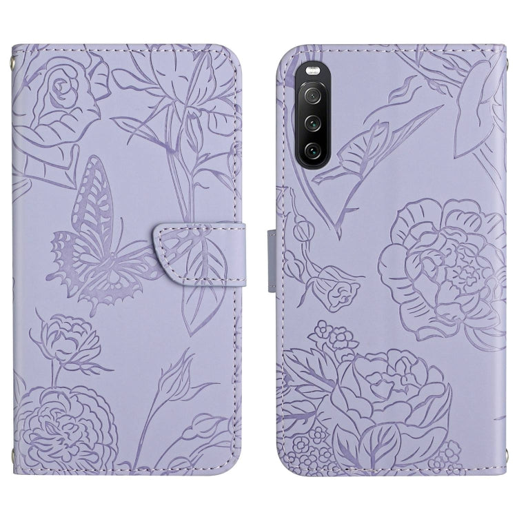 HT03 Skin Feel Butterfly Embossed Flip Leather Phone Case