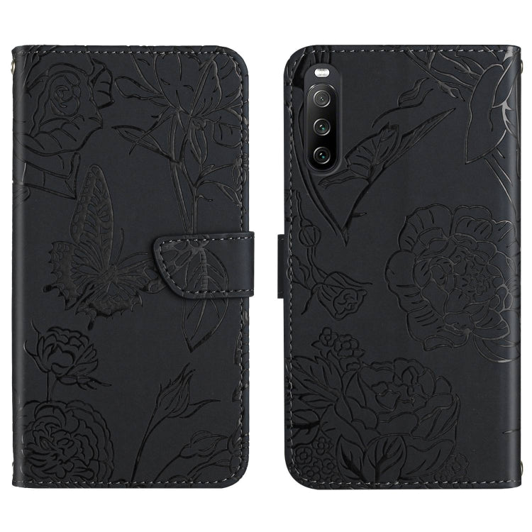 HT03 Skin Feel Butterfly Embossed Flip Leather Phone Case
