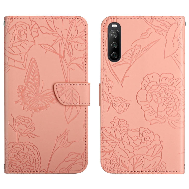 HT03 Skin Feel Butterfly Embossed Flip Leather Phone Case