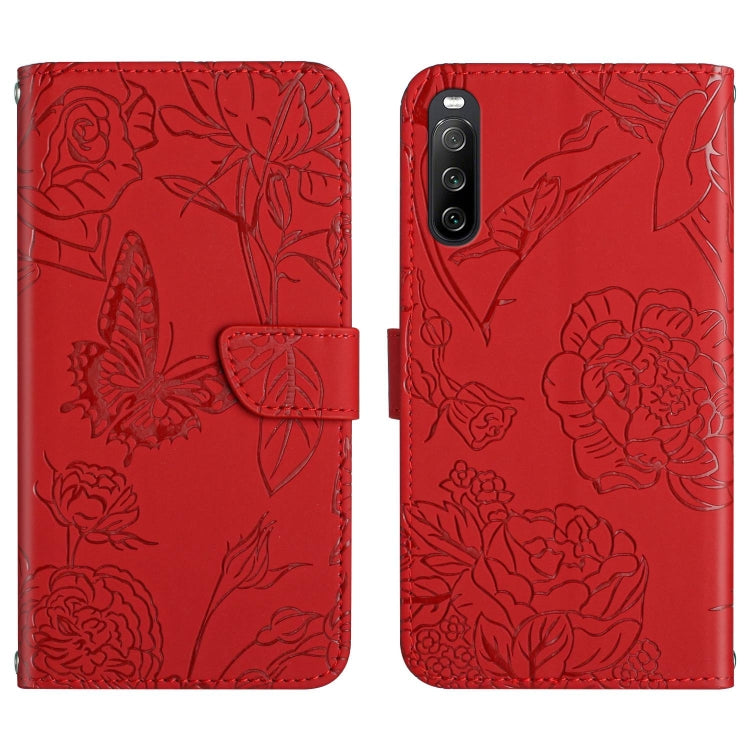 HT03 Skin Feel Butterfly Embossed Flip Leather Phone Case