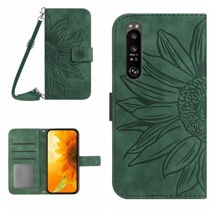 HT04 Skin Feel Sun Flower Embossed Flip Leather Phone Case with Lanyard, For Motorola Moto G Power 2023, For Motorola Moto G Stylus 5G 2023, For Sony Xperia 1 V