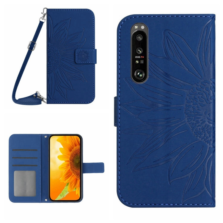 HT04 Skin Feel Sun Flower Embossed Flip Leather Phone Case with Lanyard, For Motorola Moto G Power 2023, For Motorola Moto G Stylus 5G 2023, For Sony Xperia 1 V