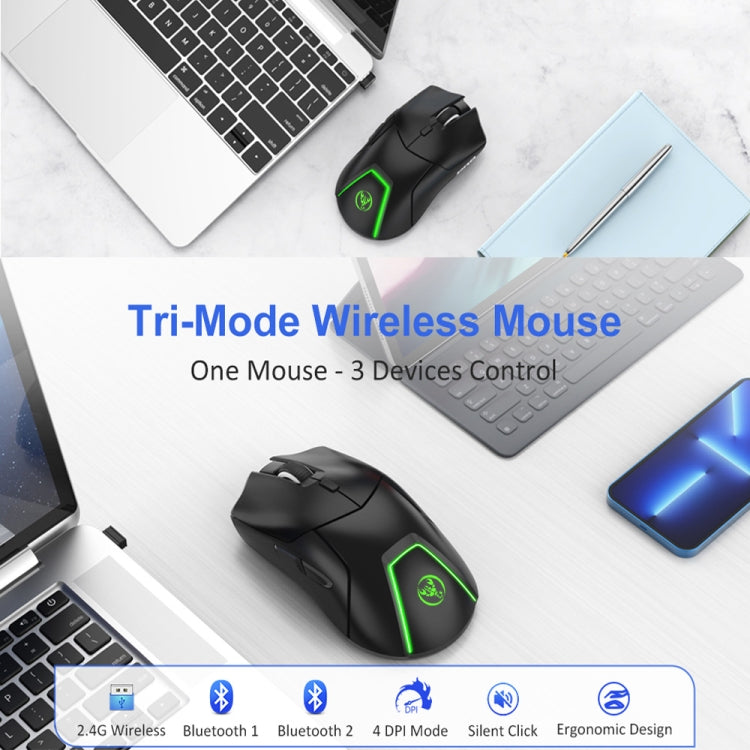 HXSJ T40 7 Keys 4000DPI Three-mode Colorful Backlight Wireless Gaming Mouse Rechargeable, T40 Black, T40 White