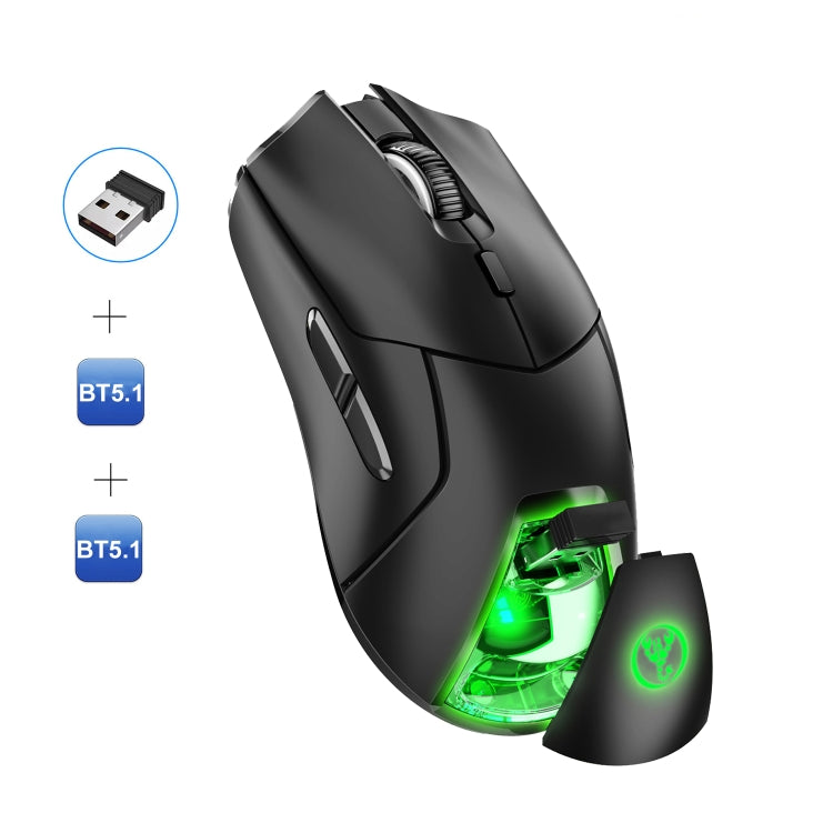 HXSJ T40 7 Keys 4000DPI Three-mode Colorful Backlight Wireless Gaming Mouse Rechargeable, T40 Black, T40 White