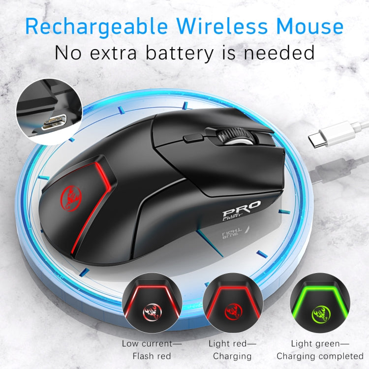 HXSJ T40 7 Keys 4000DPI Three-mode Colorful Backlight Wireless Gaming Mouse Rechargeable, T40 Black, T40 White