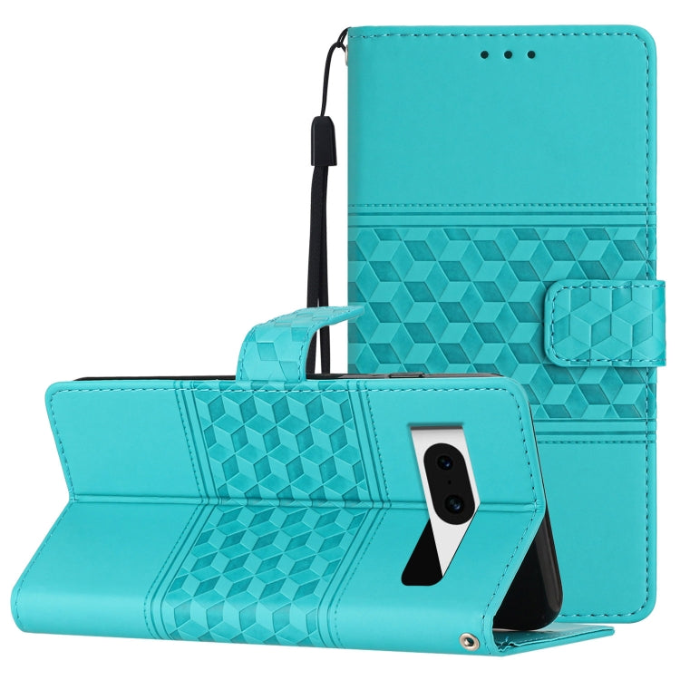 Diamond Embossed Skin Feel Leather Phone Case with Lanyard, For Google Pixel 8, For Google Pixel 8 Pro, For Google Pixel 7 5G, For Google Pixel 7 Pro 5G