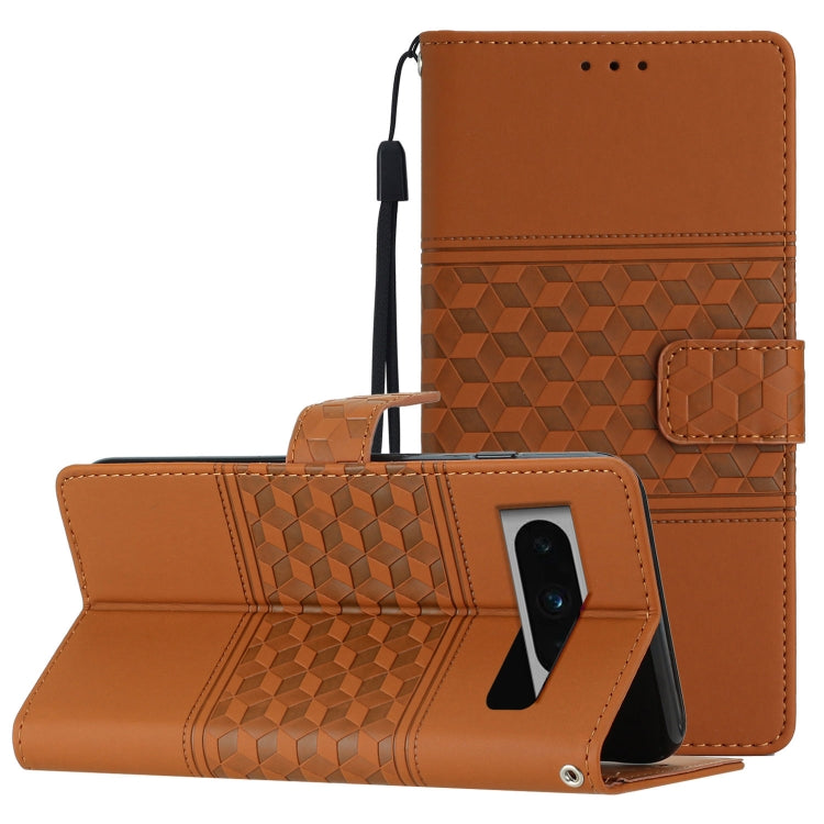 Diamond Embossed Skin Feel Leather Phone Case with Lanyard, For Google Pixel 8, For Google Pixel 8 Pro, For Google Pixel 7 5G, For Google Pixel 7 Pro 5G