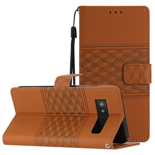 Diamond Embossed Skin Feel Leather Phone Case with Lanyard, For Google Pixel 7a, For Google Pixel 6, For Google Pixel 6 Pro, For Google Pixel 6a